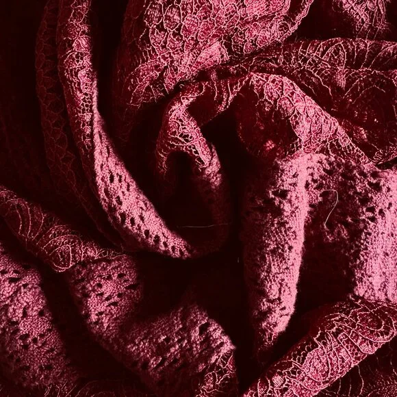 Cable & Gauge Burgundy Lace Blouse Romantic Long Sleeve Top - Picture 10 of 13